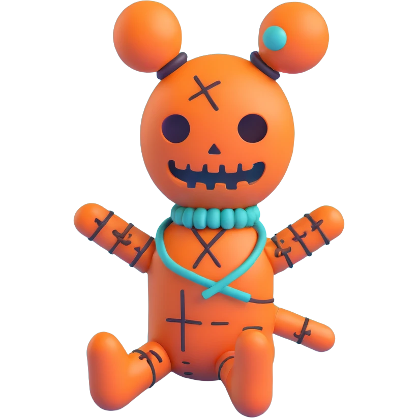 teal and orange voodoo doll emoji