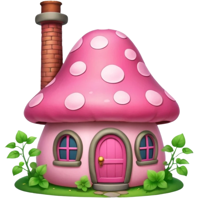 Pink girly mushroom house covered in vines emoji