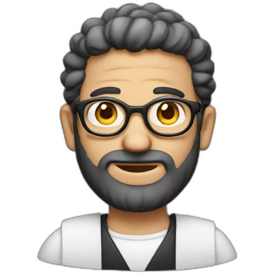 Jew with sidelocks and round glasses holding a MacBook Pro emoji