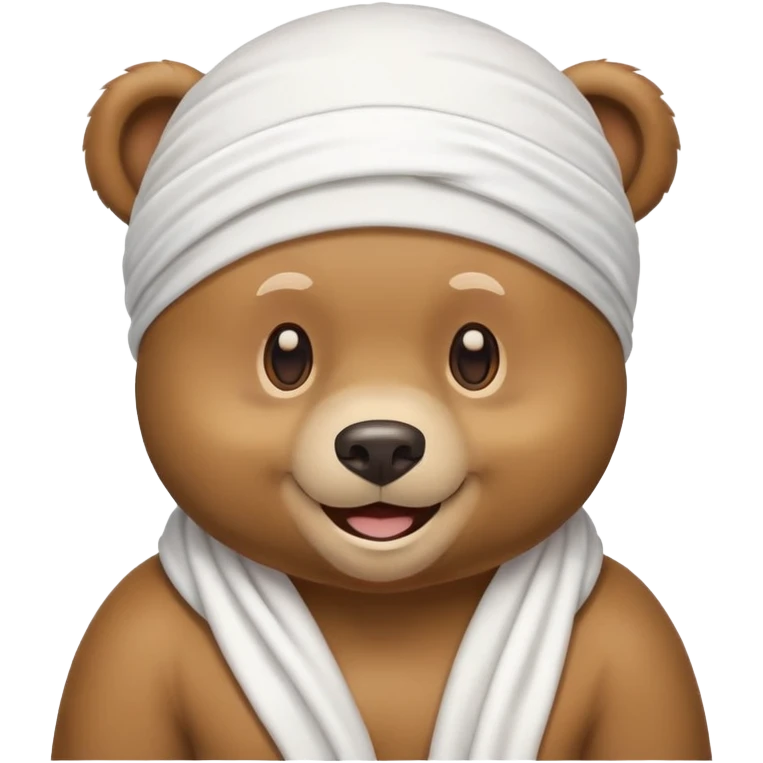 Smiling bear emoji with a white durag/headwrap emoji