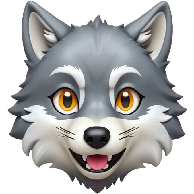 Cinematic Comical Wolf Portrait Emoji, Head tilted dramatically with an exaggeratedly amused expression, featuring a striking grey and white Fur with bold accents and wide, expressive eyes filled with playful disbelief, Simplified yet hilariously expressive features, highly detailed, glowing with a slightly sassy glow, high shine, dramatic yet playful, stylized with an air of cheeky wilderness mischief, bright and endearing, soft glowing outline, capturing the essence of a spirited and over-the-top wolf, so meme-worthy it feels like it could howl its way into internet fame instantly! emoji