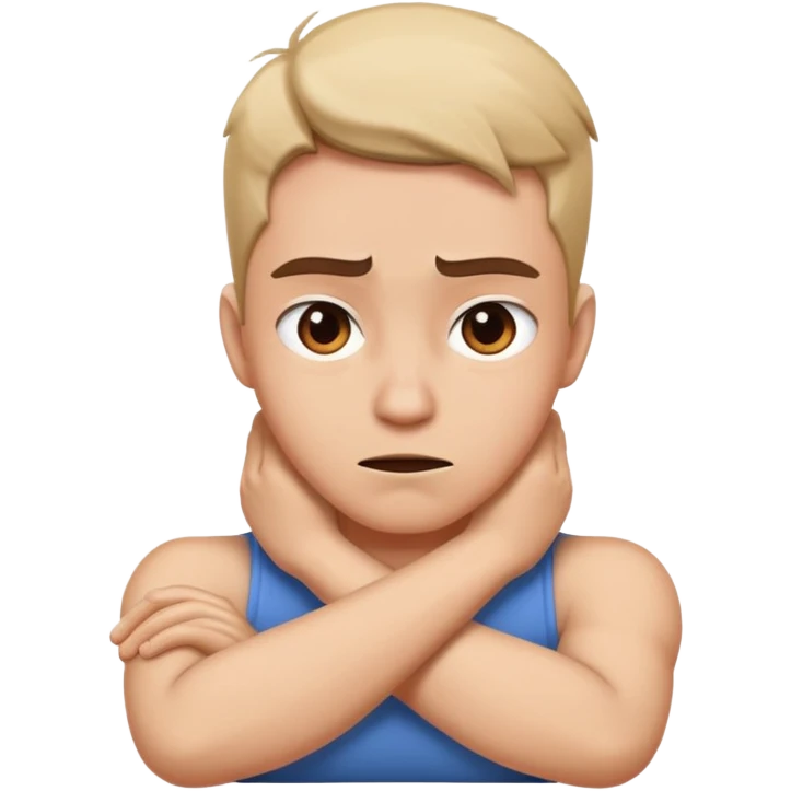 Arms crossed over neck mad expression emoji