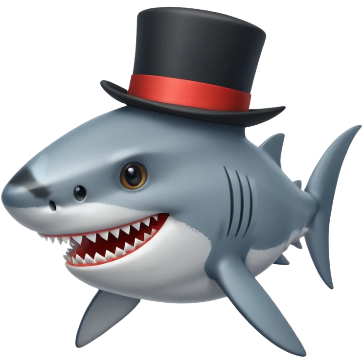 Shark with a top hat emoji
