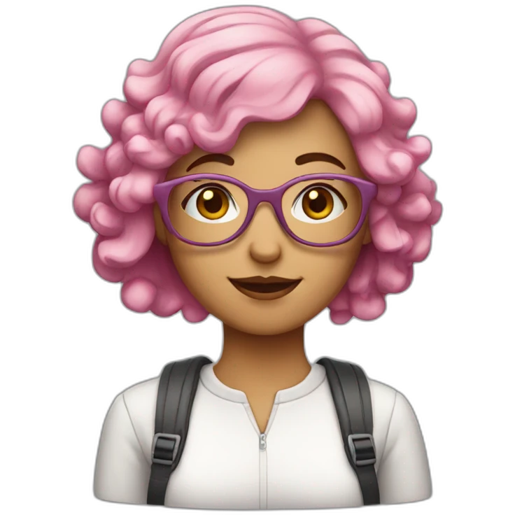 Pink haired woman with glasses emoji