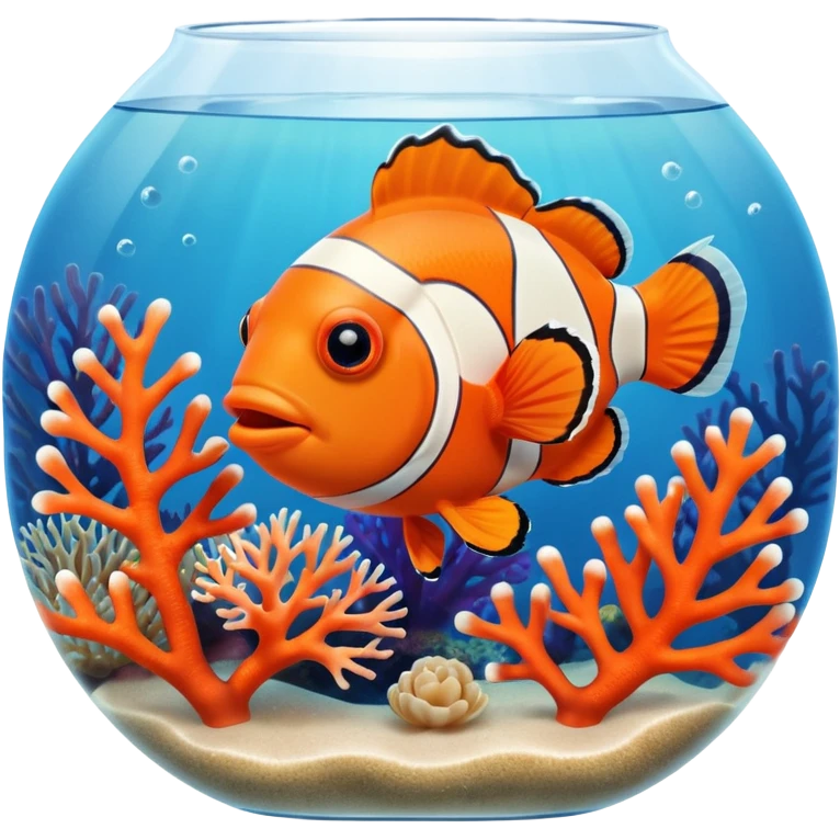 Clown fish with coral in an aquarium emoji