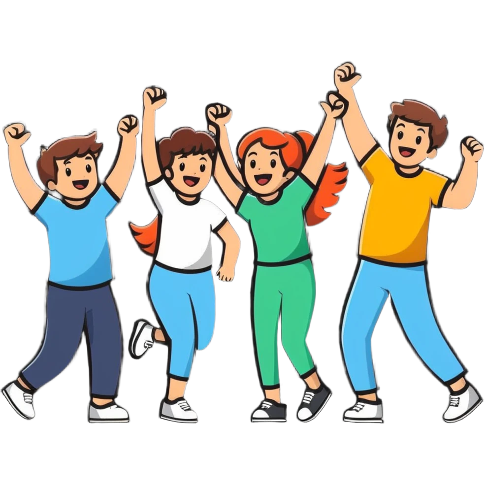 group of excited people celebrating together emoji