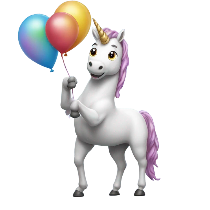 Unicorn holding a balloon  emoji