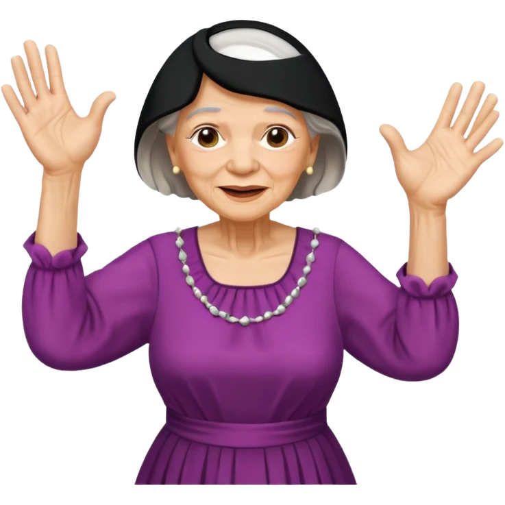 Old lady hands up raise the roof dancing  emoji