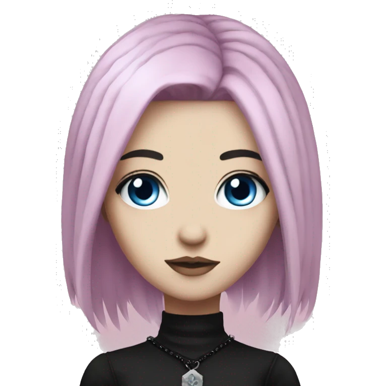 goth girl pink and black hair blue eyes emoji
