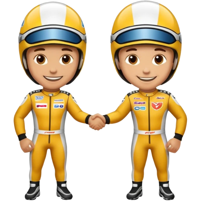 2 racers in gear shaking hands emoji