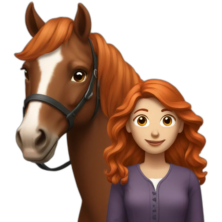 red-haired woman with a horse next to her emoji
