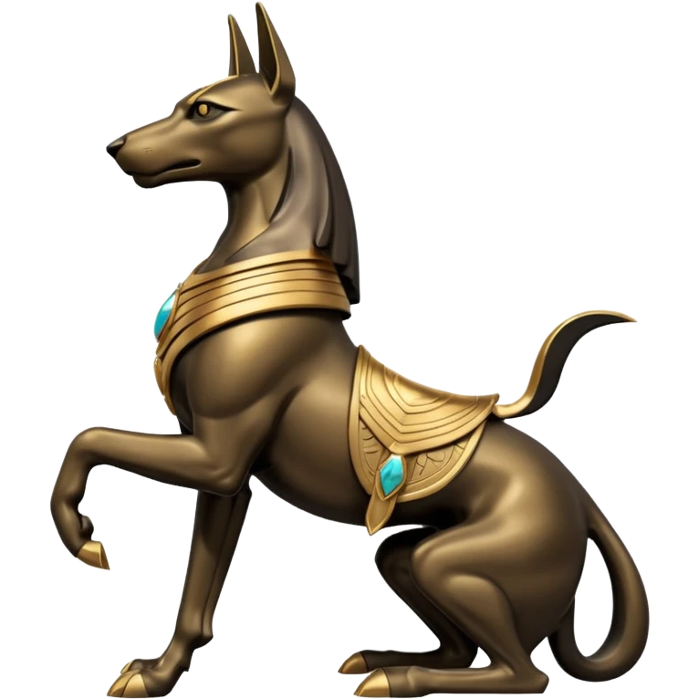 Ancient style saddled super avenger four-legged statue casually adorned anubis canine casually posed  emoji