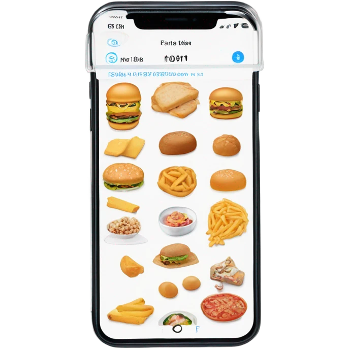 smartphone screen showing the number of calories. emoji