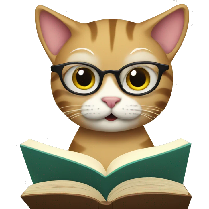 Cat reading a book emoji