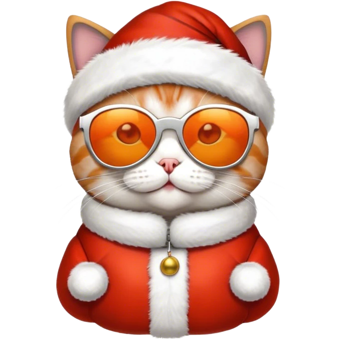Cat with sunglasses wearing santa suit emoji