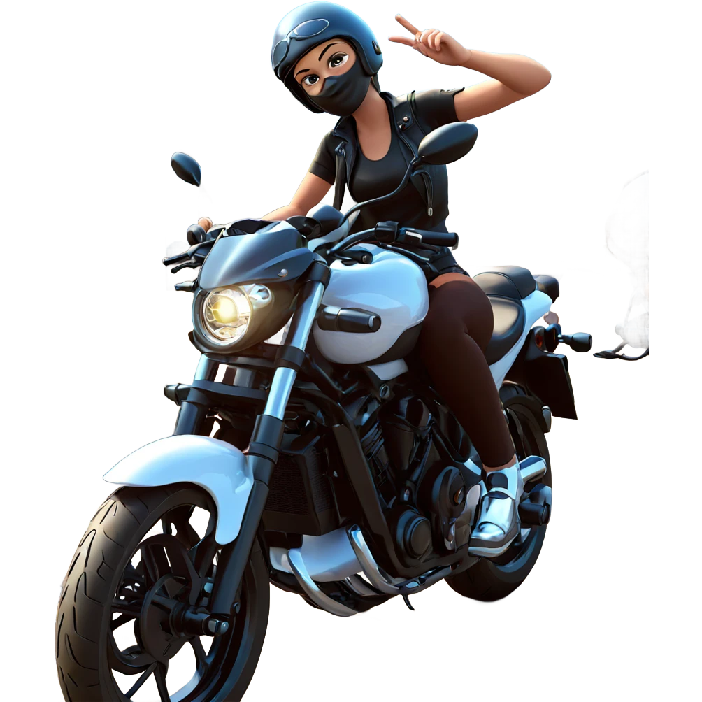 girl with motorcycle outdoors emoji