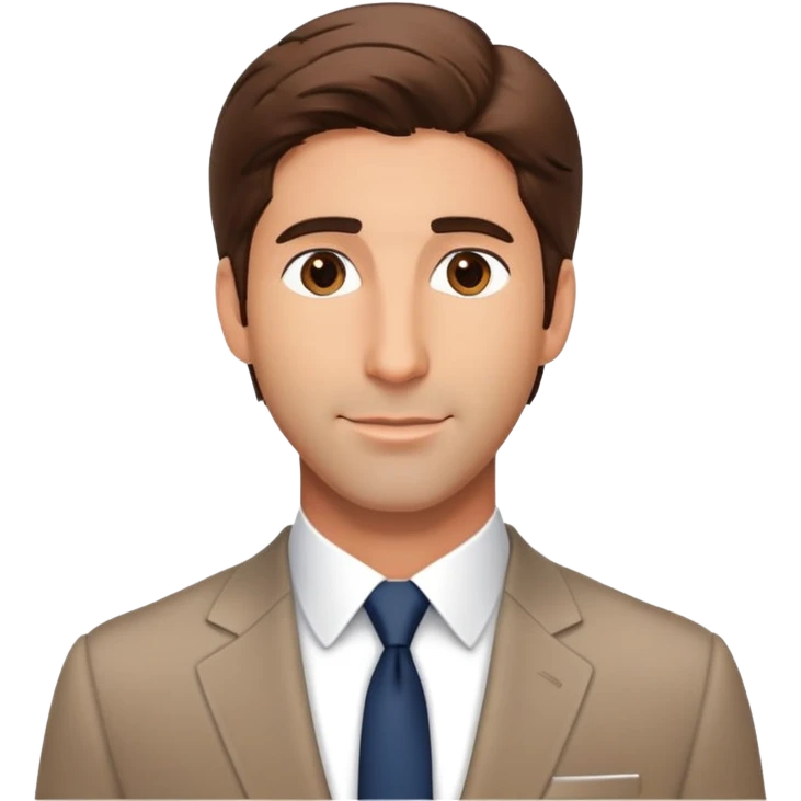 handsome Ross Geller from Friends TV show with well-styled brown hair and attractive features in a nice suit emoji