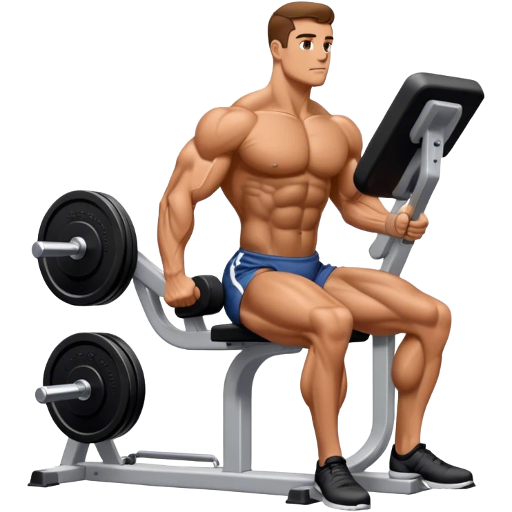 side-view bodybuilder seated weighted calf-raise machine emoji