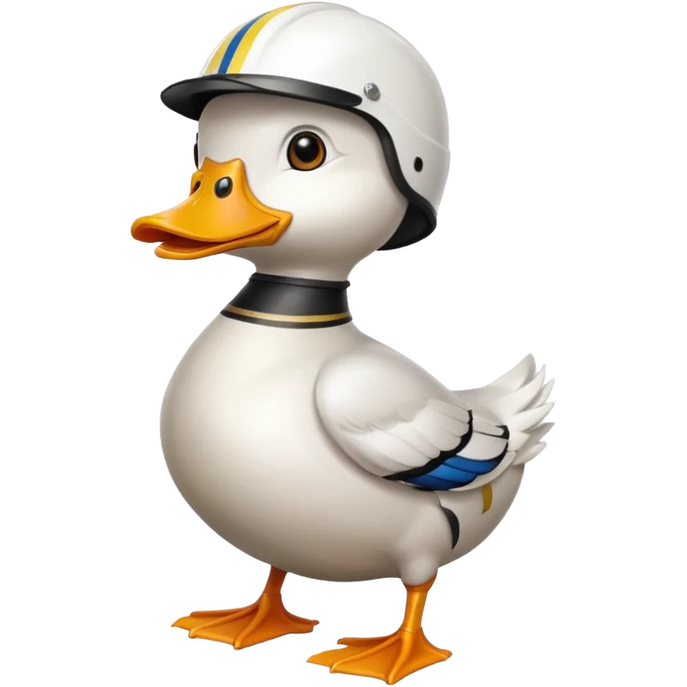 standing duck with racing helmet  emoji