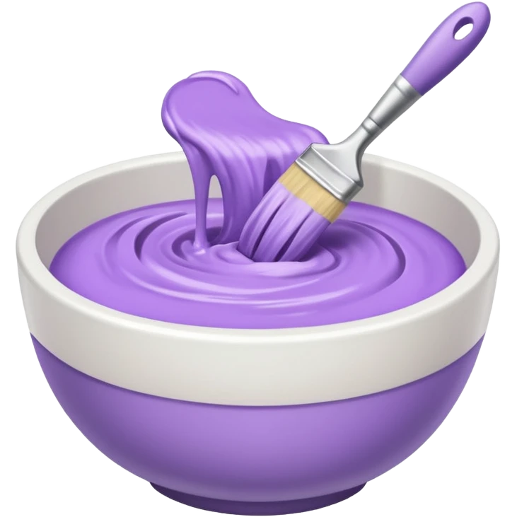 bowl of pastel purple hair dye with a brush next to it emoji