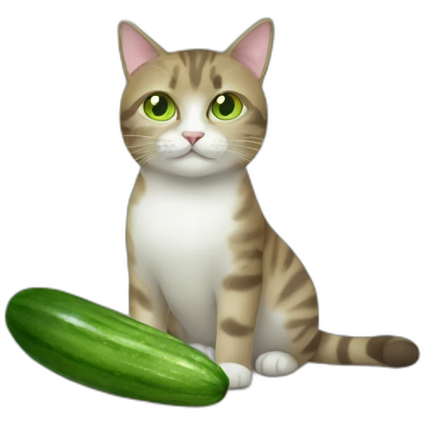 Cat with cucumber emoji