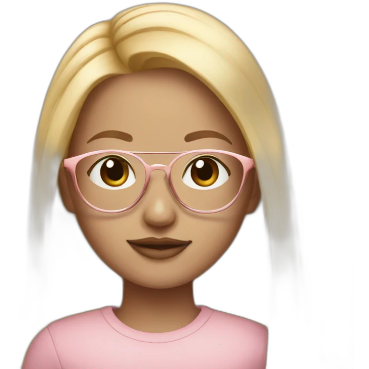 Girl with Long blonde hair and rose gold glasses emoji