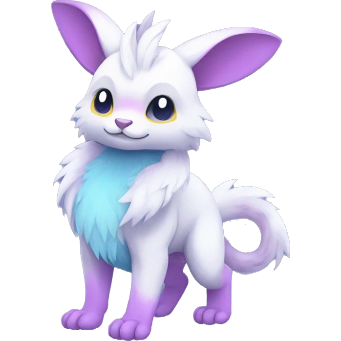 Cute cool white blue purple pink animal hybrid Fakemon full body emoji