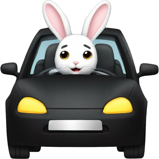 bunny driving a black car  emoji