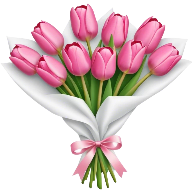 Bouquet of pink tulip wrapped in white paper emoji