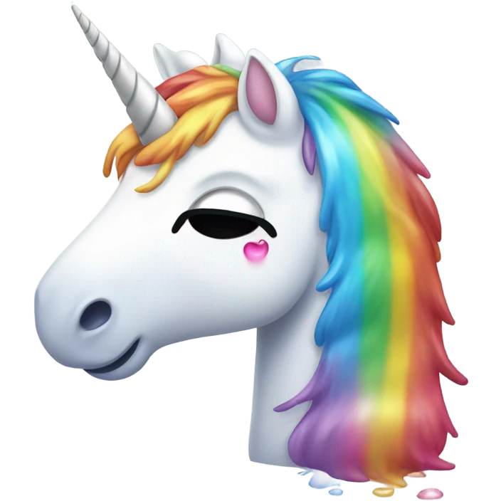 unicorn crying rainbow tears from its eyes emoji