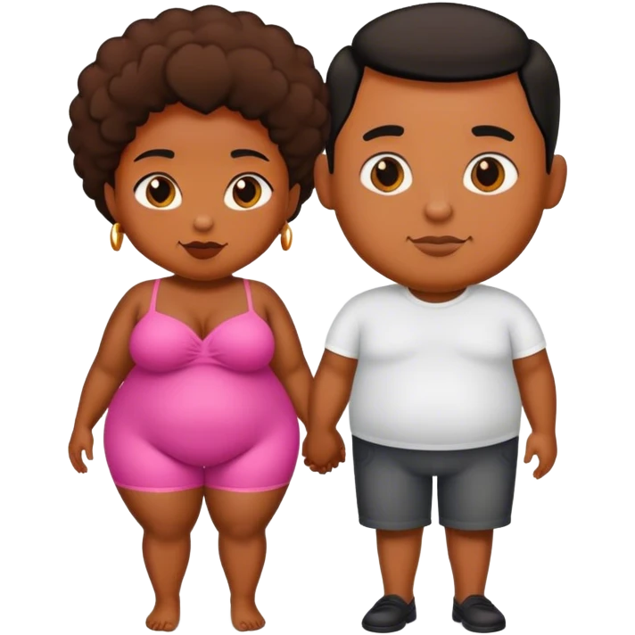 slim short man and fat black woman love emoji