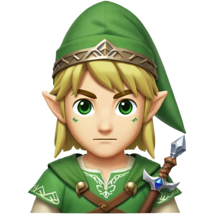 Link from Legend of Zelda with his green tunic and pointy hat emoji