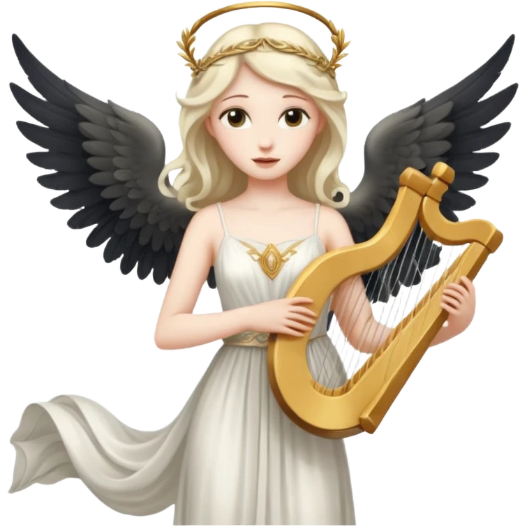Muse of inspiration with wings and a lyre in her hand emoji