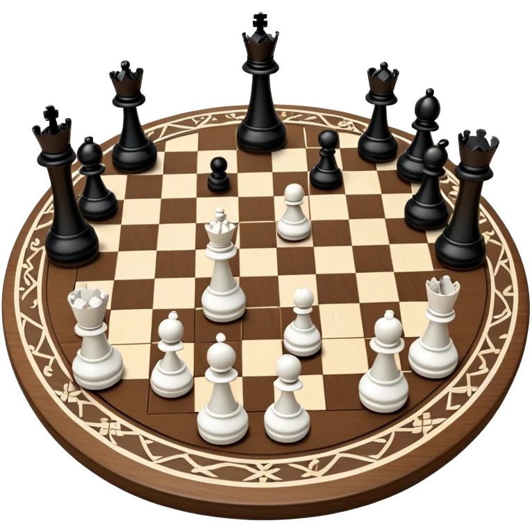 A chessboard with a few strategically placed pieces, including a king, queen, and pawns. The scene highlights the classic black and white squares of the board, emphasizing strategy and thoughtfulness in the game of chess. emoji