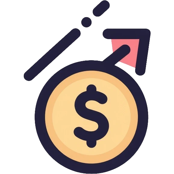 minimalist expense app icon with single coin and upward arrow emoji