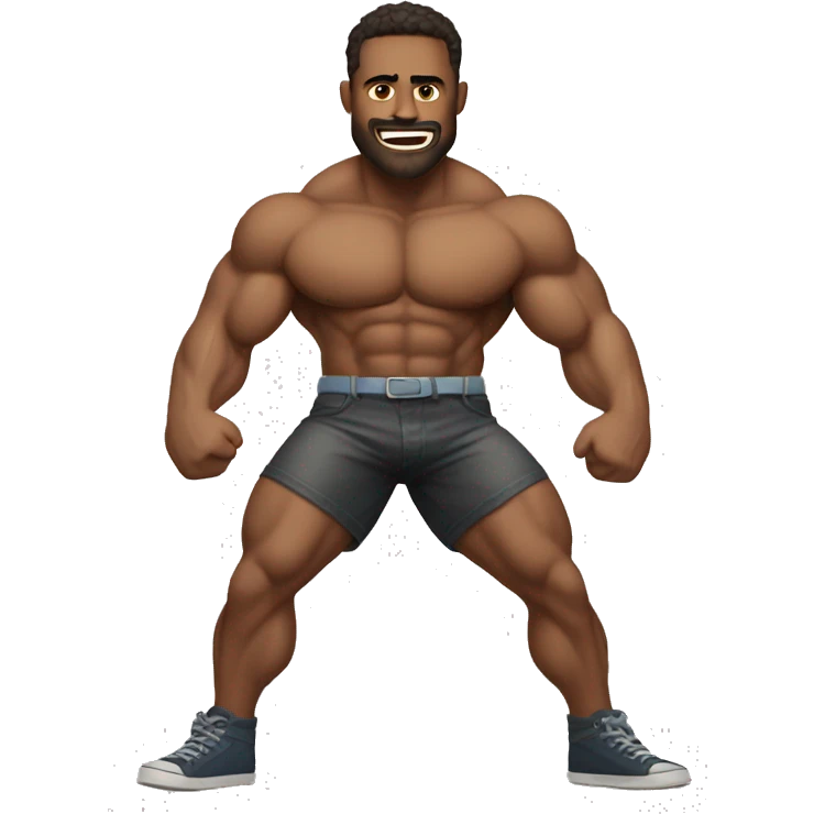 muscular guy short shorts  emoji