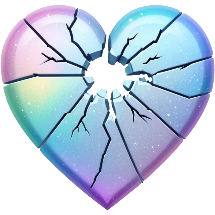 coração partido glitter branco emoji