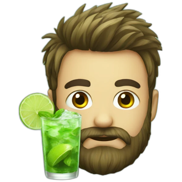 beard boy with mojito emoji