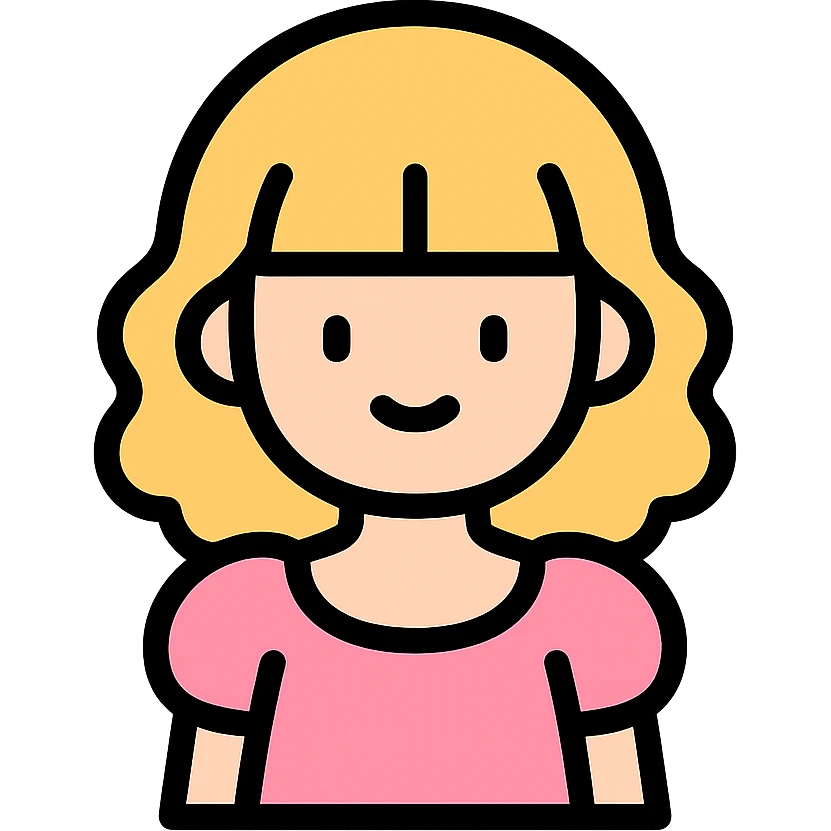 Blonde, pale girl with bangs and curly hair and a pastel pink puff sleeve dress emoji