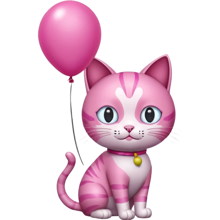Make a pink cat with a balloon head, no the head is a balloon with the details of the cat head on the balloon head, make the body visible enough to where it’s big enough to be roughly the size of a cat body emoji