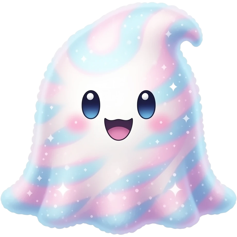 Kawaii is ghost of the turn pink blue cotton candy Pokémon full body emoji