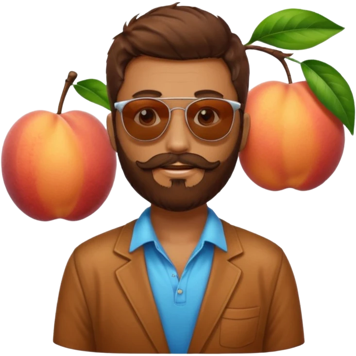 Créer emoji de un homme derrière une pêche avec un lit homme brun avec une barbe  et un lit  emoji