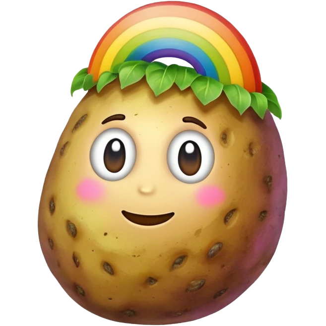 Rainbow over a potatoe emoji
