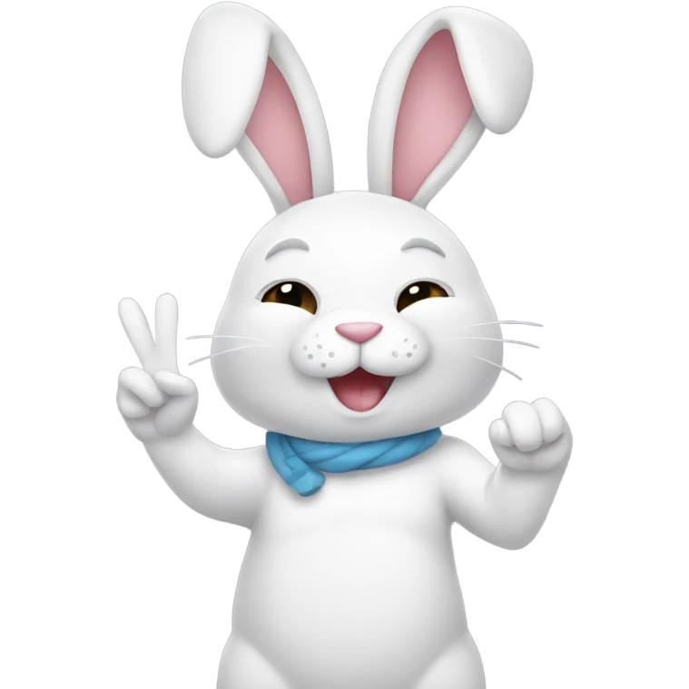 Bunny making peace sign emoji