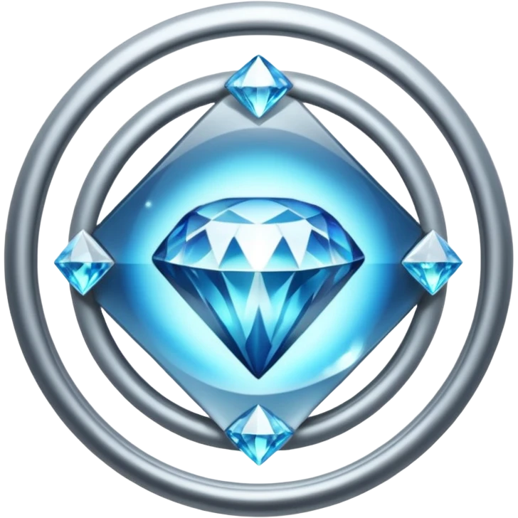 silver diamond that is transparent, glowing and spining emoji
