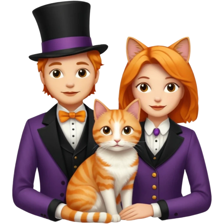magician couple and their pet cat emoji
