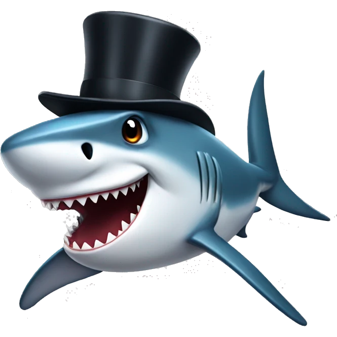 Shark with a top hat emoji