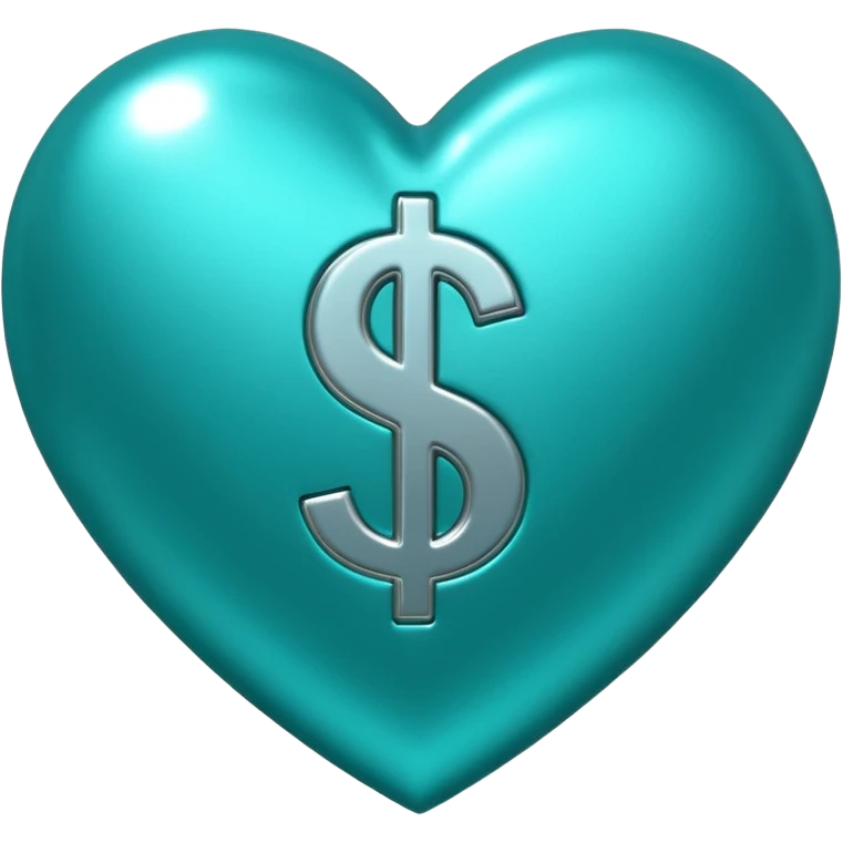 Teal heart with several dollar signs emoji