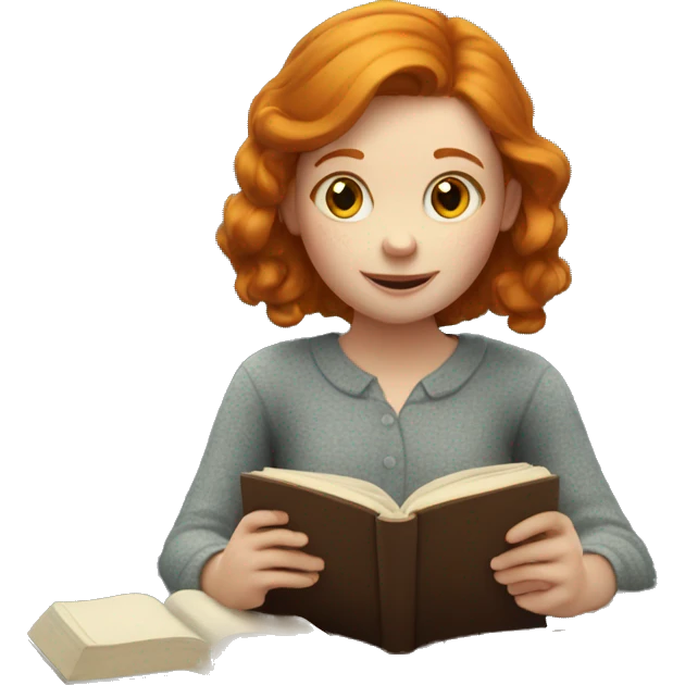 Ginger girl reading book emoji