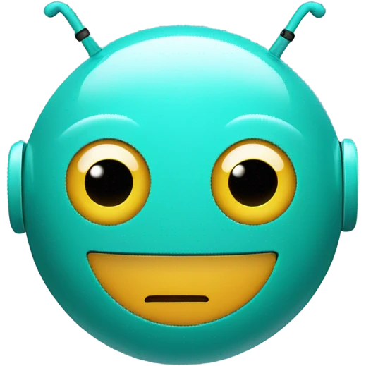 Create an emoji of a teal coloured ai bot emoji